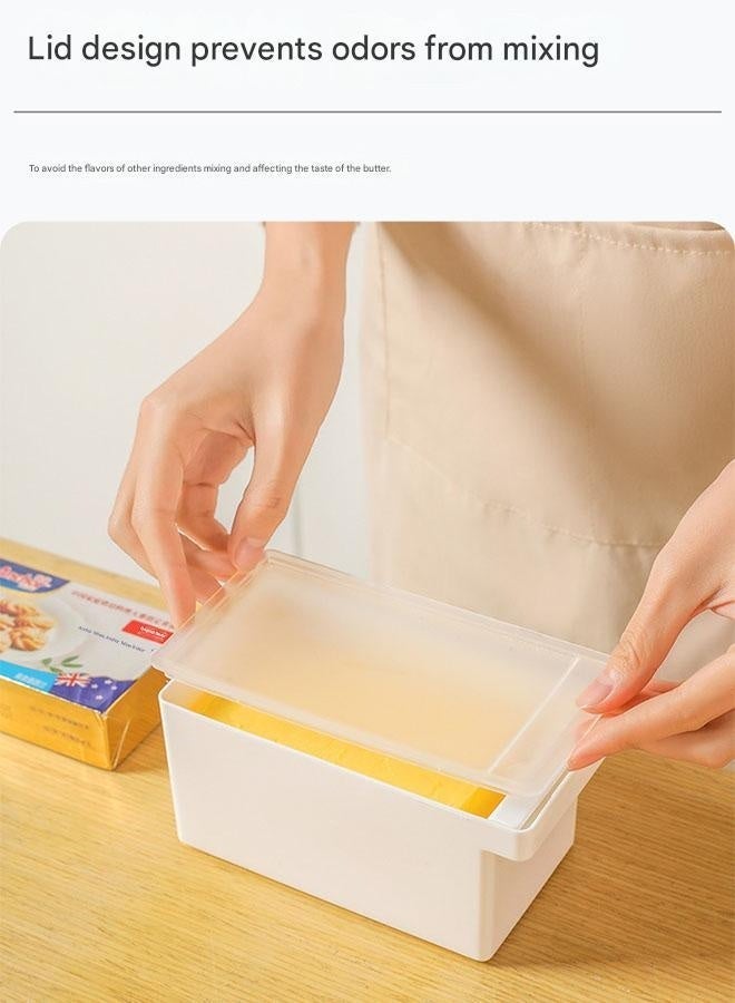 كيلا علبة تقطيع زبدة بغطاء، قطعتان، حاوية تخزين لقطاعة الجبن في المطبخ، علبة تقطيع كمية 10 غرام مع أداة فرد، منظم محكم الإغلاق لحفظ زبدة الخبز، تصميم صغير الحجم مضاد للروائح - Image 2